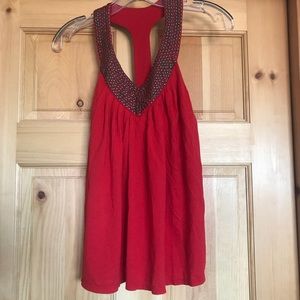 Red VS summer tank with studs/grommets